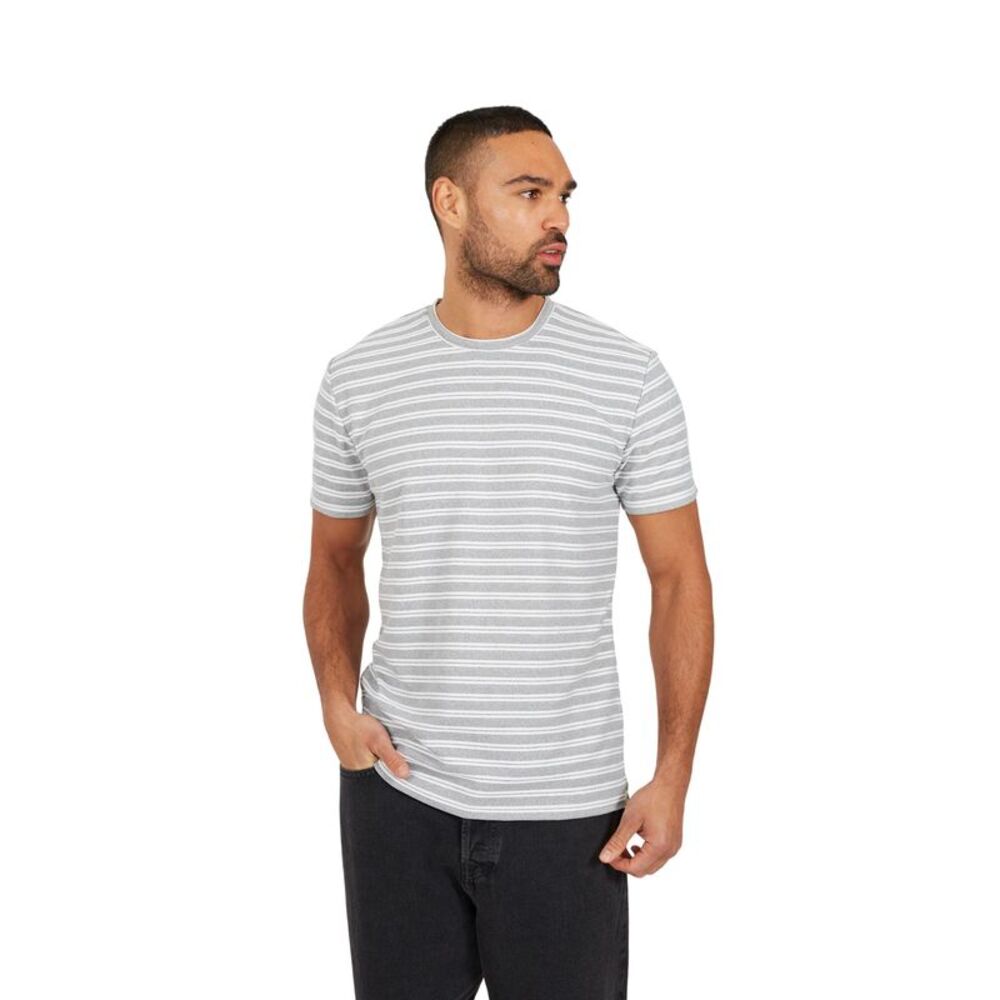 Brave Soul Mens Striped Crew Neck / White/Gray